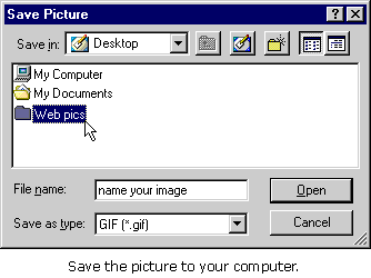 The list of files in Save Picture dialog box.